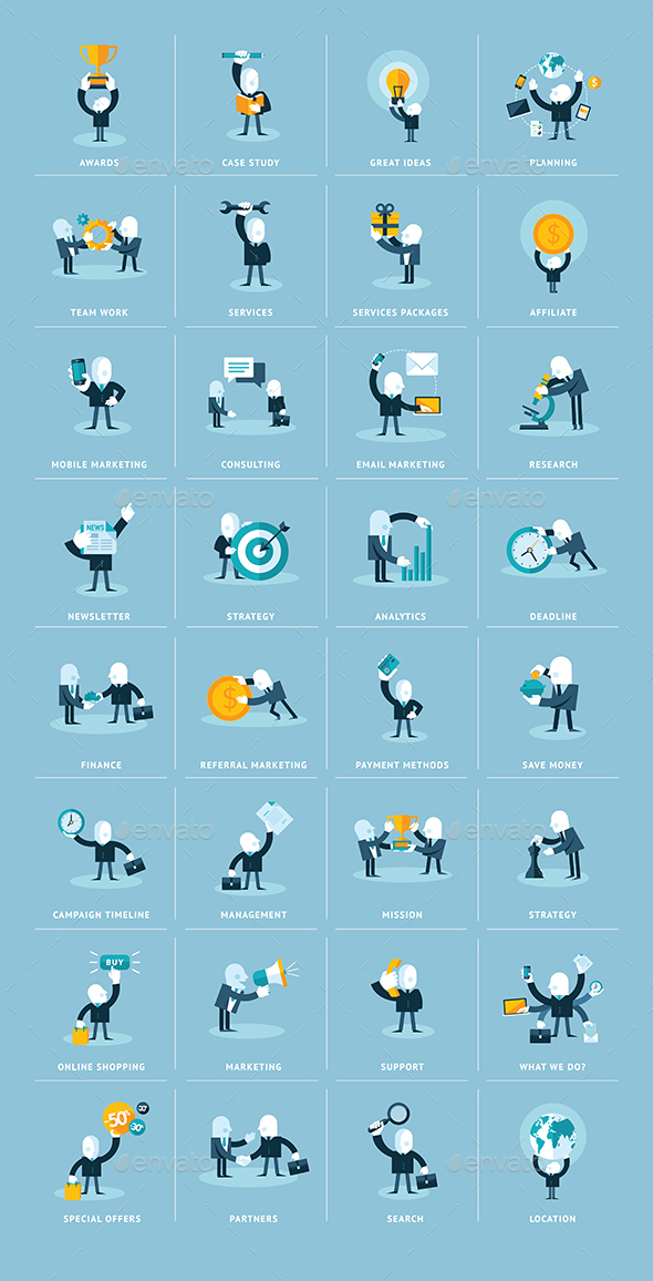 Flat Design Business People Icons