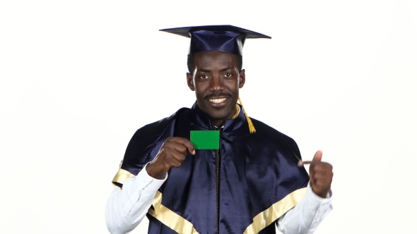 Graduate Holding a Green Card. White. 