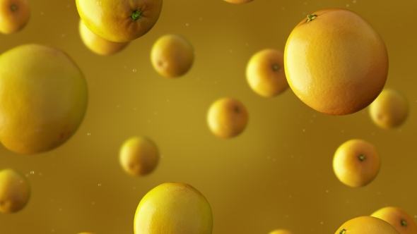 Falling Oranges And Water Drops