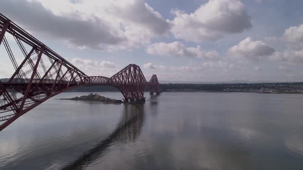 Forth Rail Bridge at track level, flying from Fife to Edinburgh.  North to South Direction,ing in a