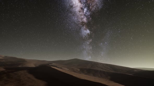 Amazing Milky Way Over the Dunes Erg Chebbi in the Sahara Desert alt