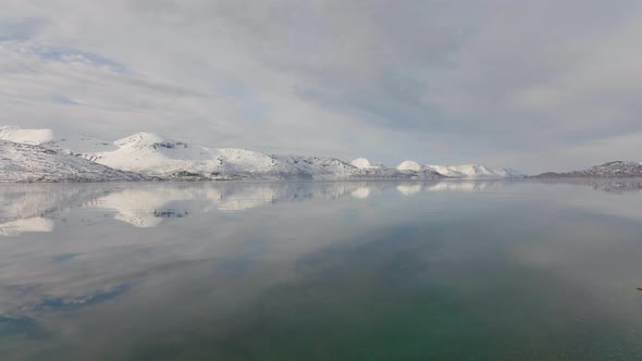 Aerial view Ringvassoya island in North Norway. Mountains and wilderness