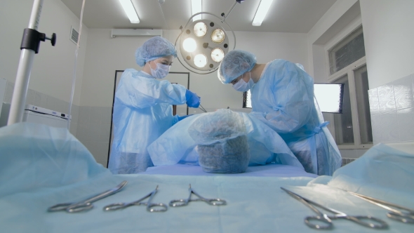 The Surgeon Works In An Operating Room