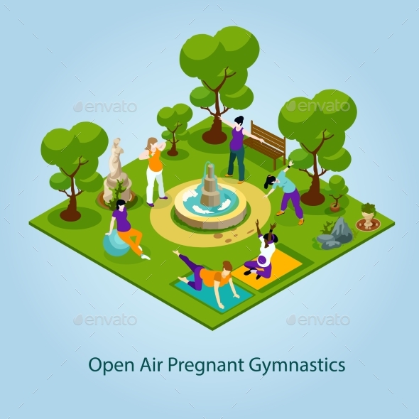 Open Air Gymnastics For Pregnant Illustration