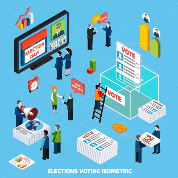 Elections And Voting Isometric Composition