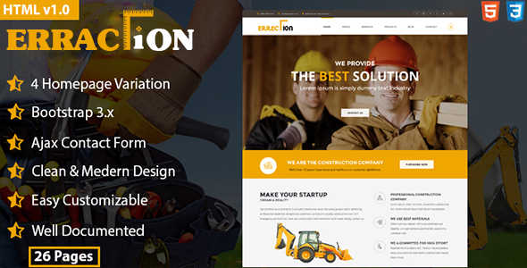 Erraction - Construction Business HTML5 Template