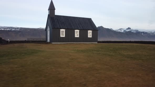 Famous Búðakirkja Budir black church in Iceland