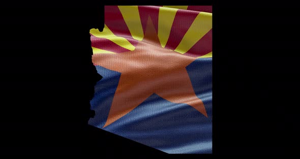 Arizona state flag waving background. Alpha channel