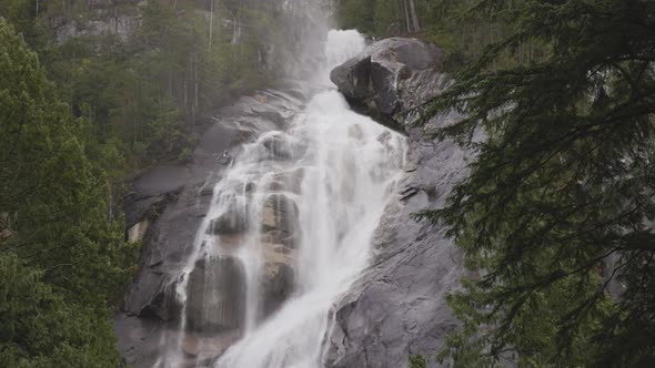 View of Shannon Falls and Water Rushing Down the Canyon