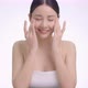 Slow Motion Beautiful Face Of Young Adult Asian Woman Massages Her Clean Fresh Skin Genly. - VideoHive Item for Sale