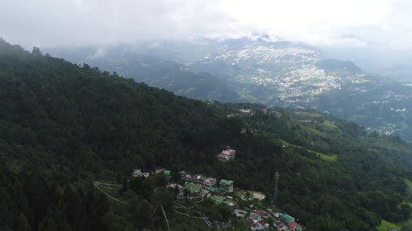 Rumtek Monastery area in Sikkim India seen from the sky