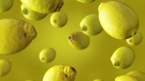 Falling Lemons And Water Drops