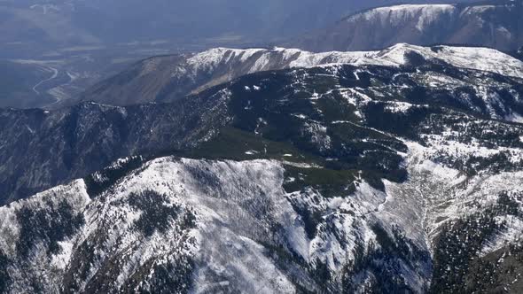 Winter River Mountains At Cache Creek Area In Central British Columbia, Canada. - Aerial Shot