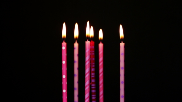 Happy Birthday Candles 6 Year, Blurred And Blow Out
