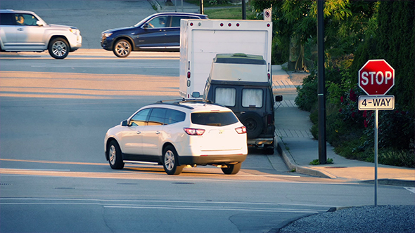 Cars In Suburbs On Summer Evening alt