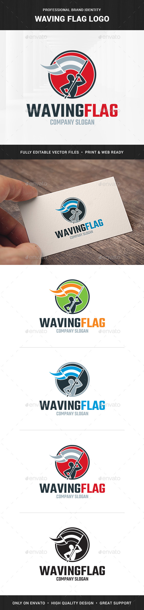 Waving Flag Logo Template