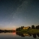 Night Startrail With Castle And Lake - VideoHive Item for Sale