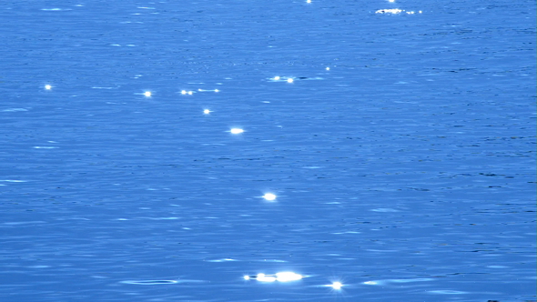 Sparks in Blue Waves Water of Sea
