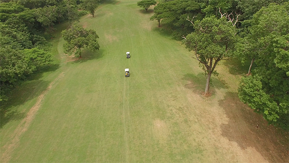 Flyover Golf Carts on a Course