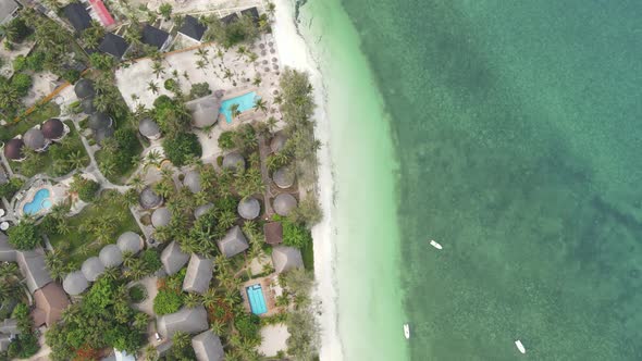 View From a Height of the Indian Ocean Near the Coast of Zanzibar Tanzania