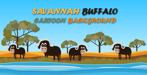 Savannah Buffalo Cartoon Background