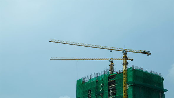 Building Construction Two Cranes
