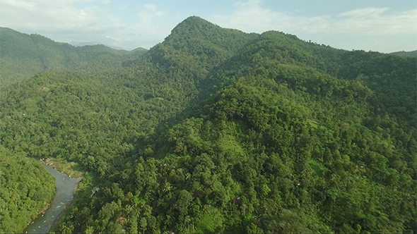 Fast Flyover Mountain River