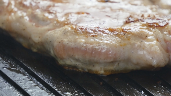 Pork Chop In a Frying Pan Grill