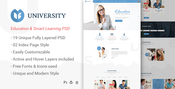 University - Education & Smart Learning Bootstrap PSD Template