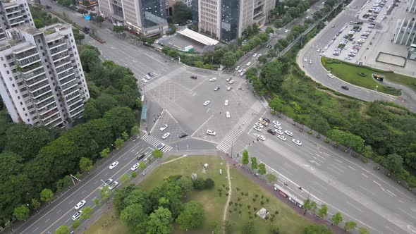 Traffic Flow at Crossroads, China City