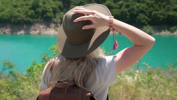 Wanderlust Woman at Blue Lake