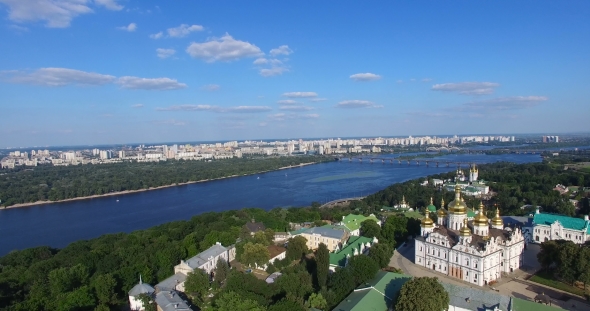 Church In Orthodox Monastery On River Bank