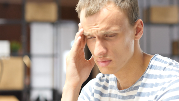 Portrait of Stressed Man, Frustration, Headache