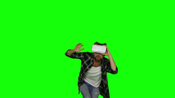 Man in VR a Mask on His Eyes