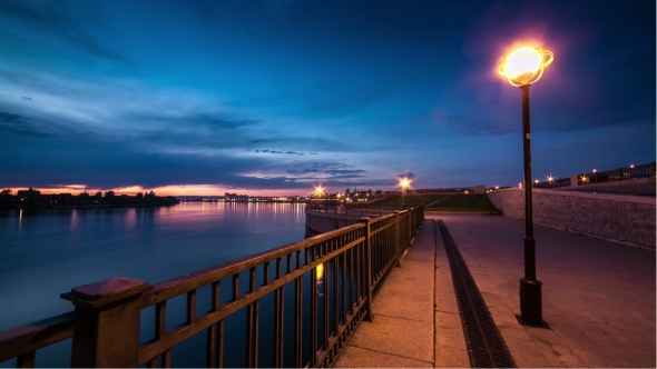 View of Seafront In Night City