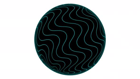 Stripy line attached on a sphere. Stripy sphere animated on white background. Vd 958