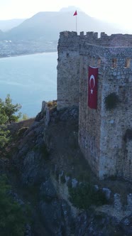 Vertical Video Alanya Castle  Alanya Kalesi Aerial View