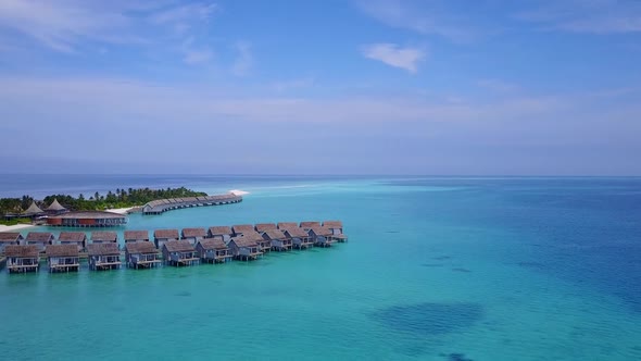 Aerial drone abstract of marine lagoon beach by blue ocean and sand background