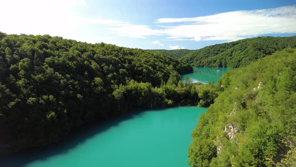 Panorama on the Waterfalls of Plitvice Lakes National Park