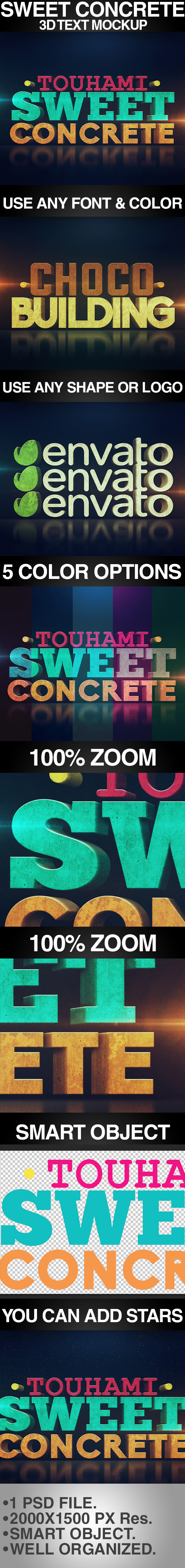 Sweet Concrete 3D Text Mockup