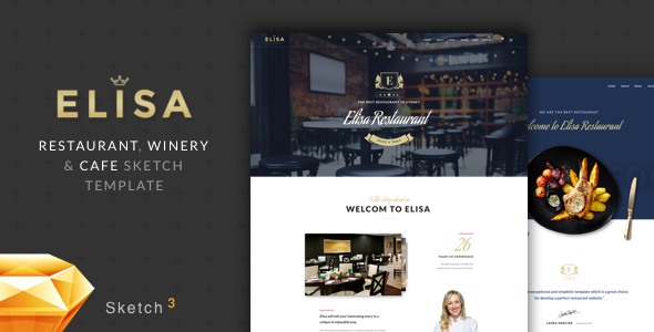 Elisa - Restaurant, Winery & Cafe Sketch Template