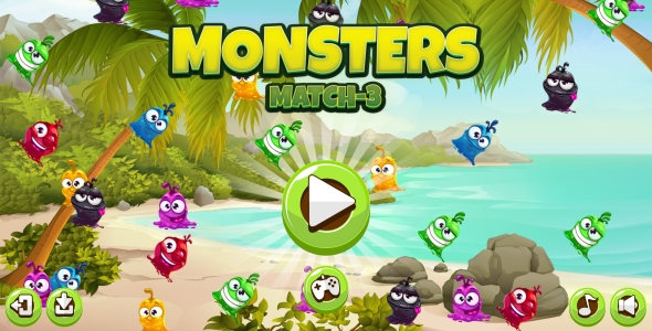 Monster Match-3 - Gra HTML5 + Android + AdMob (Construct 3 | Construct 2 | Capx)