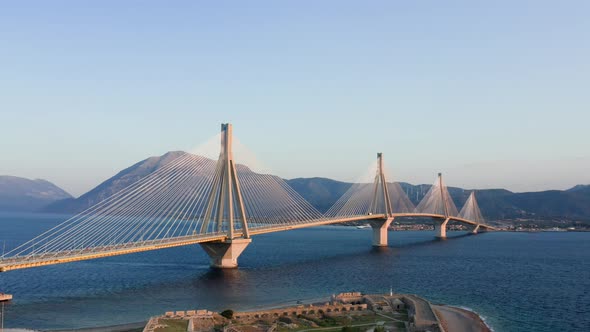 Drone View of Rio  Antirio Bridge