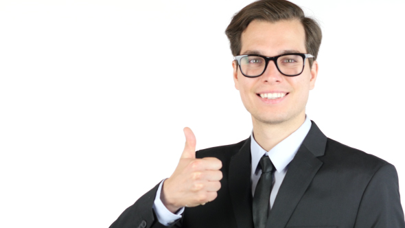 Smiling Businessman Thumbs Up