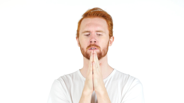 Thoughtful Man Praying to God for Blessings