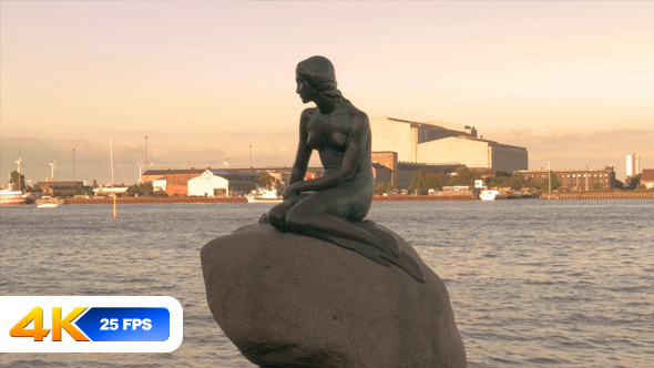 Mermaid Statue Copenhagen at Sunset