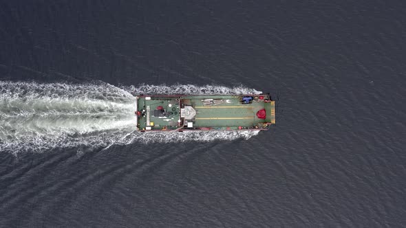 Bird's Eye View of a Commercial Ship at Sea