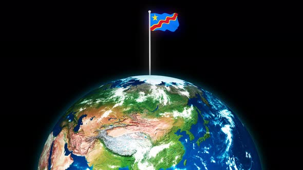 Democratic Republic Of The Congo Flying Flag On The 3d Rotated Planet Earth