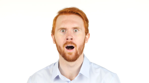 Surprised and Amazed Businessman w/ Red Hairs and Beard