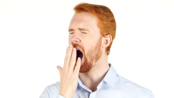 Yawning Tired Businessman w/ Red Hairs and Beard